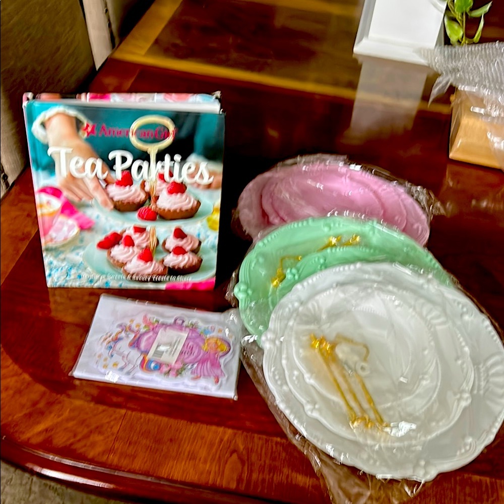 Pink and Green Disposable Tableware Set for Parties
